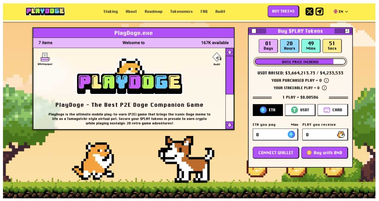 Tamagotchi Krypto Remaken PlayDoge tillkännager Ethereum Staking/Multi-Chain Bridging efter att ha samlat in nästan $4 miljoner de två första veckorna
