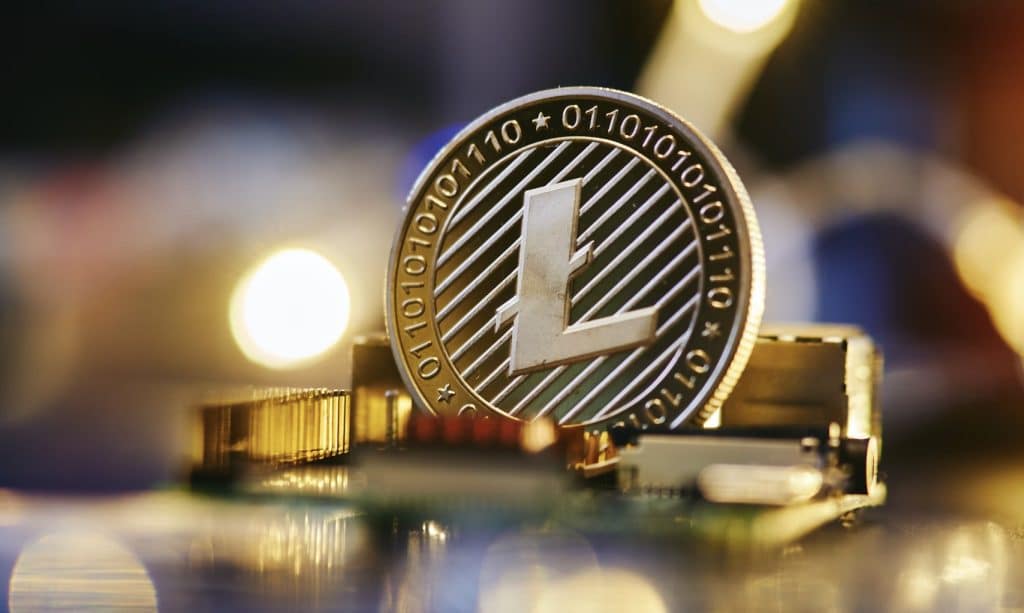 Litecoin mynt stående 