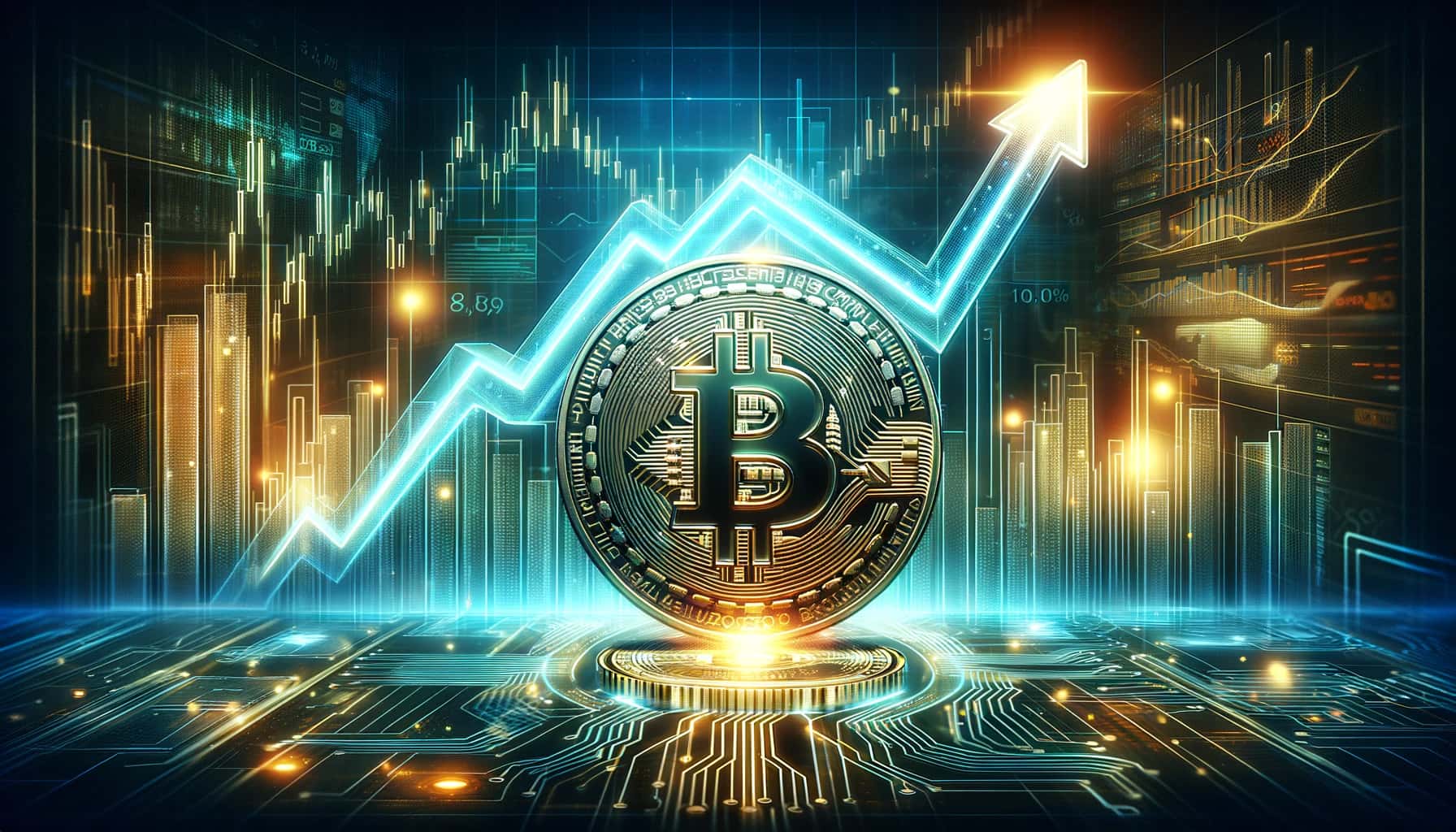 BTC in front of graphs