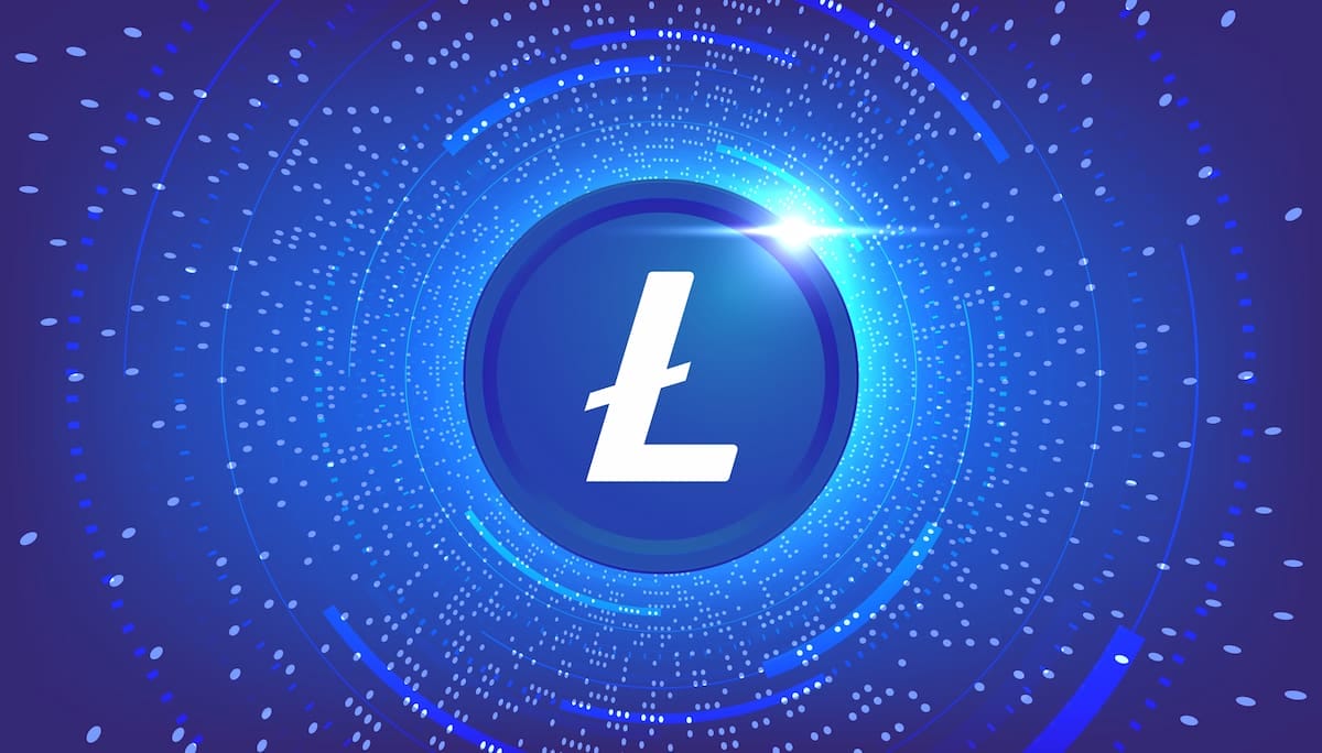 Kjøpe Litecoin logo med blå lys