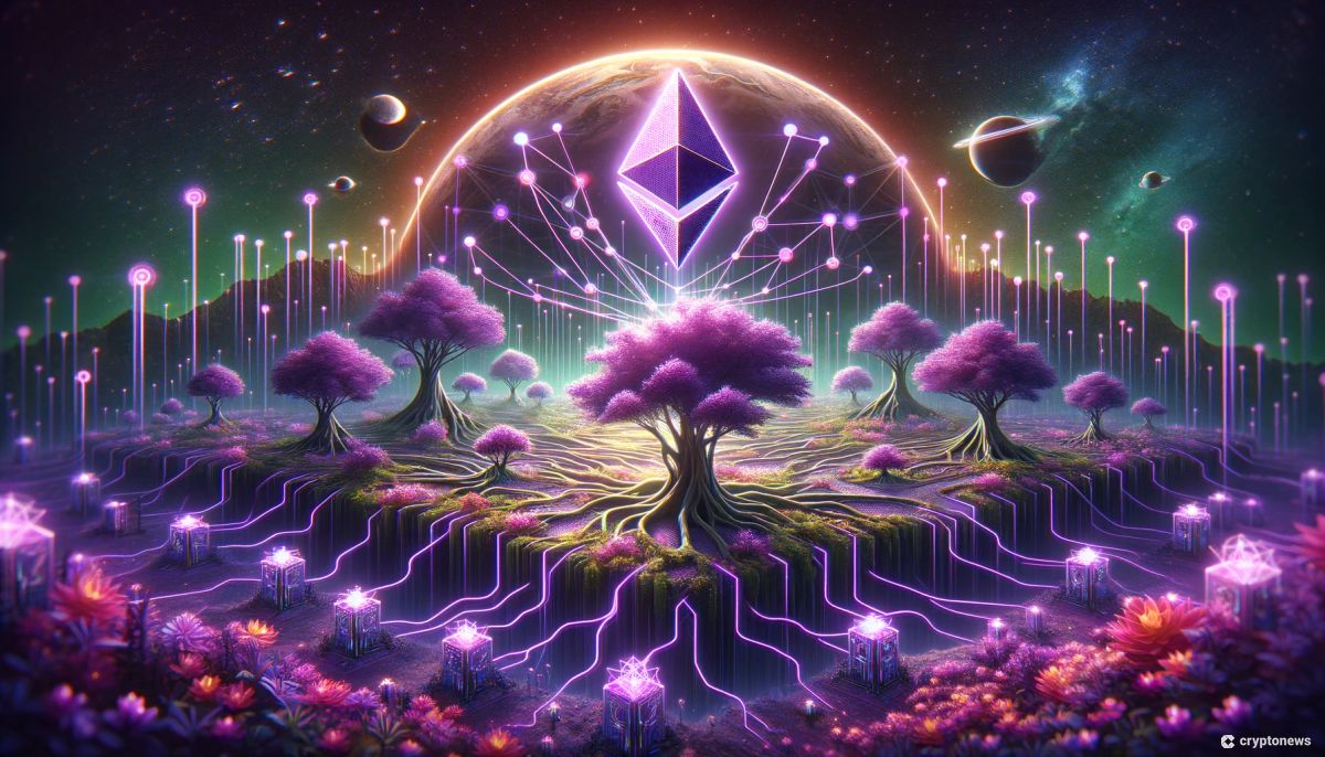 Ethereum Verkle trees, tekoälyn tekemä kuvituskuva.