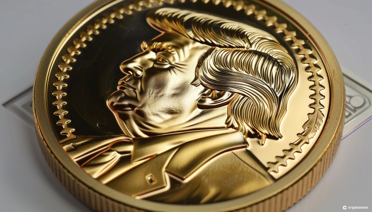 Trump-krypto kolikko, joka on tehty tekoälyn avulla.