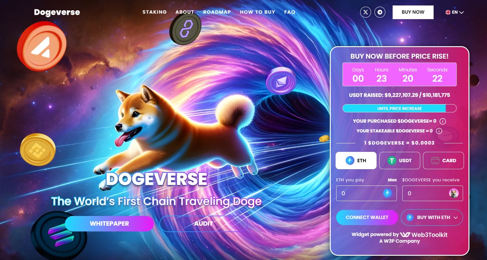 Dogeverse krypton ennakkomyyntisivu