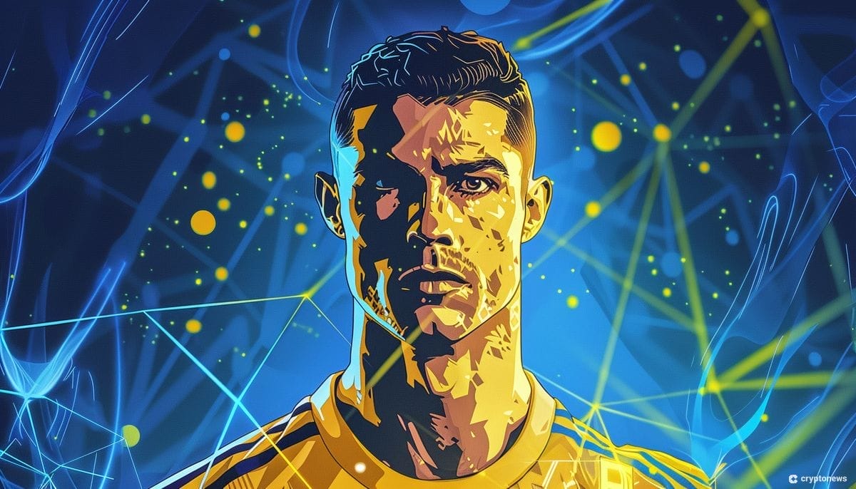 Cristiano Ronaldo bittiavaruudessa. Piirretty kuvituskuva.