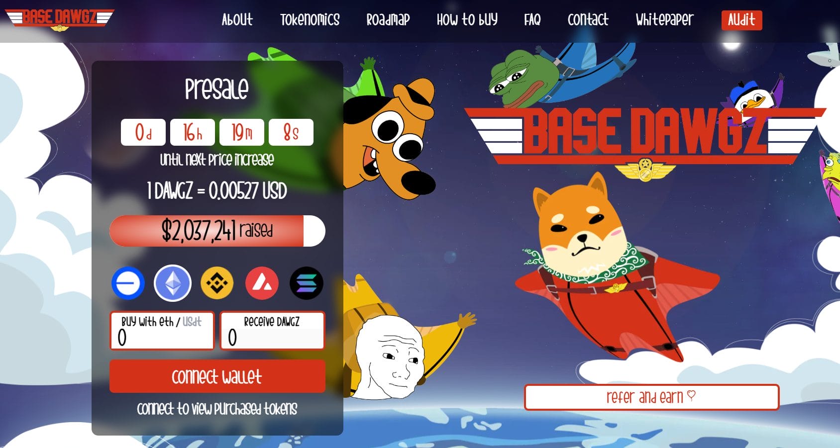 Base Dawgz meemikolikko grafiikka
