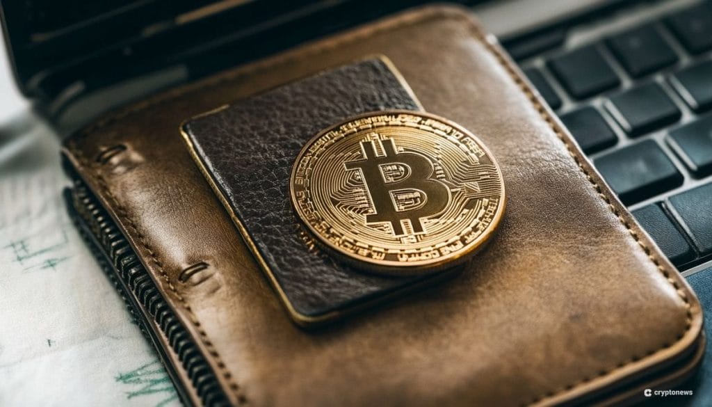 Revolut ja Ledger yhteistyöhön. Kuvituskuvassa nahkalompakko ja bitcoin-kolikko.