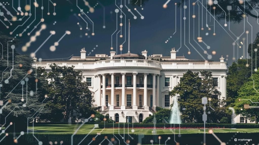 Kamala Harris -kryptokeräyksen kuvituskuvassa Valkoinen talo.