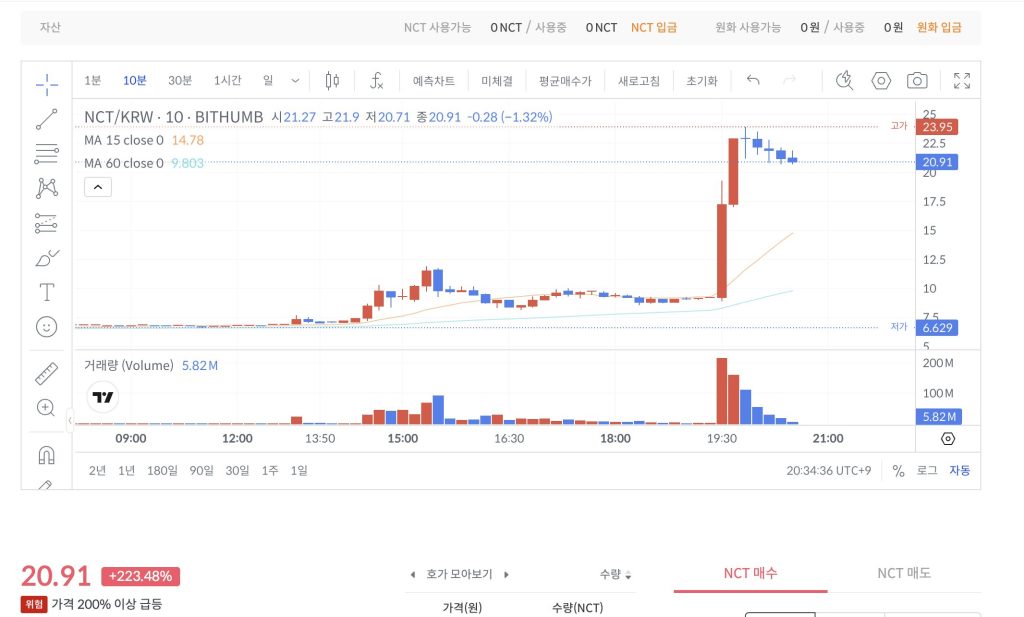 폴리스웜 코인 거래화면