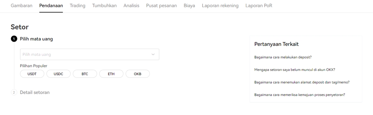 OKX Metode Deposit dan Penarikan Dana