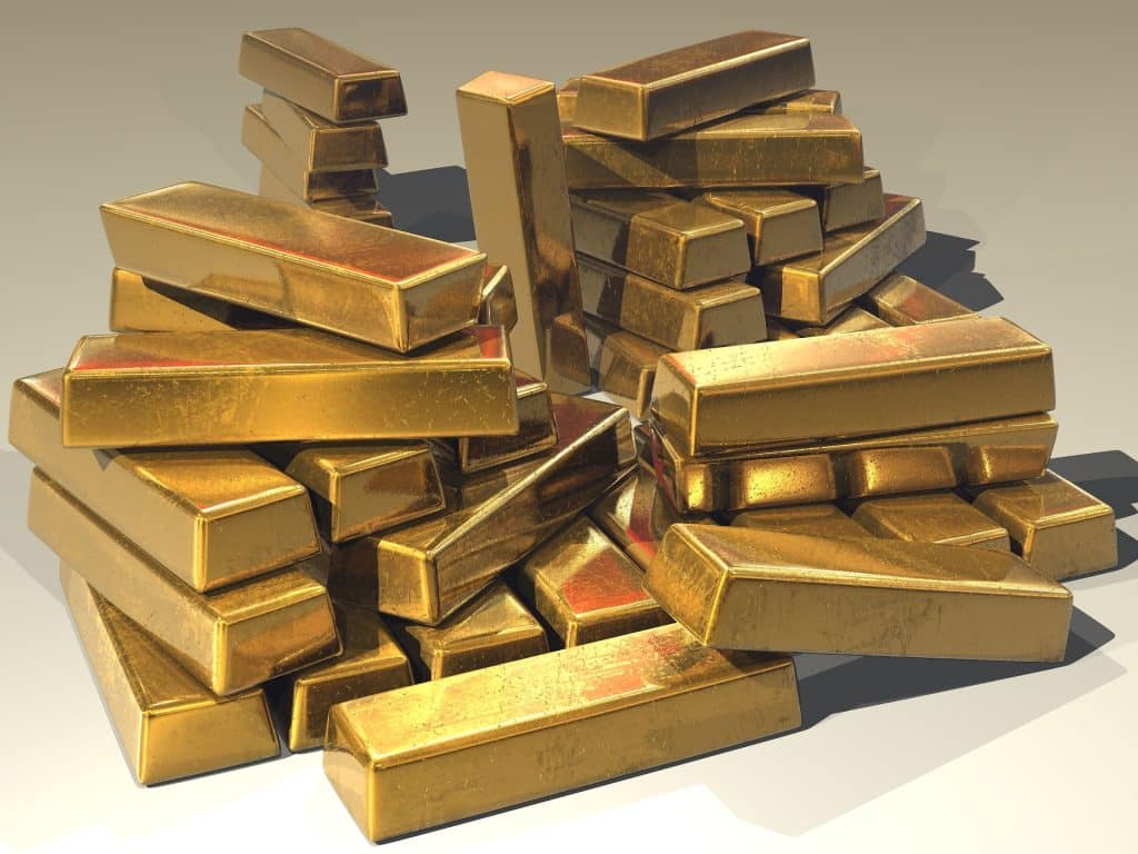 Goldbarren gestapelt