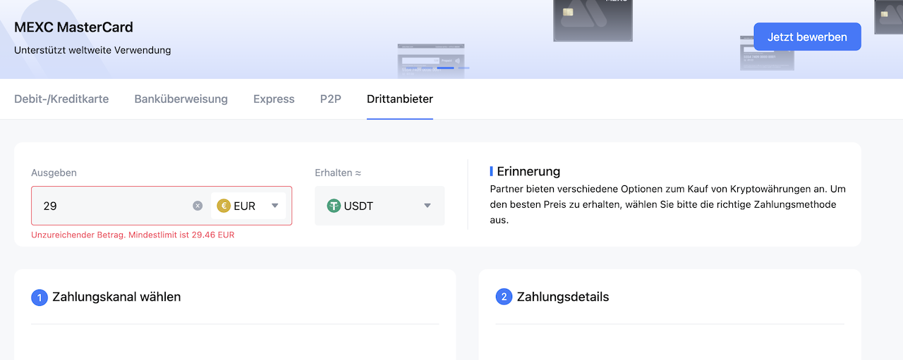 mexc-mindesteinzahlung
