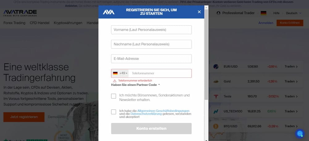 Registrierung und Verifizierung des Kontos
