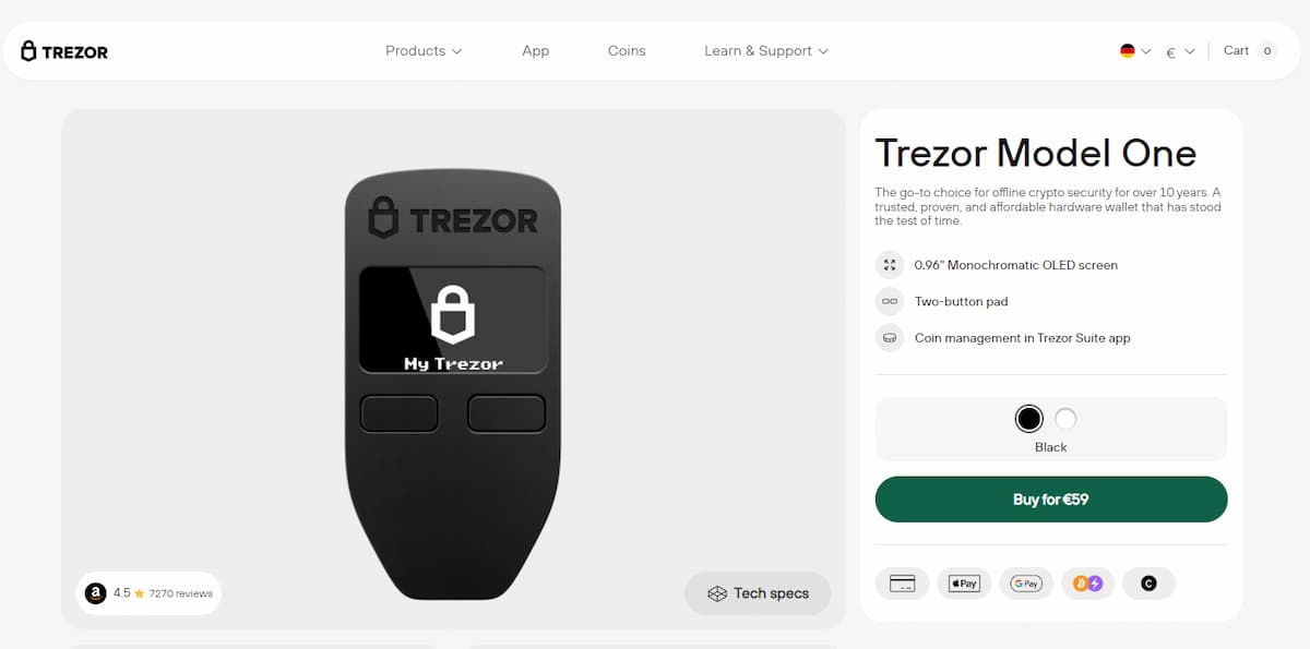 Trezor Model One Cold Wallet