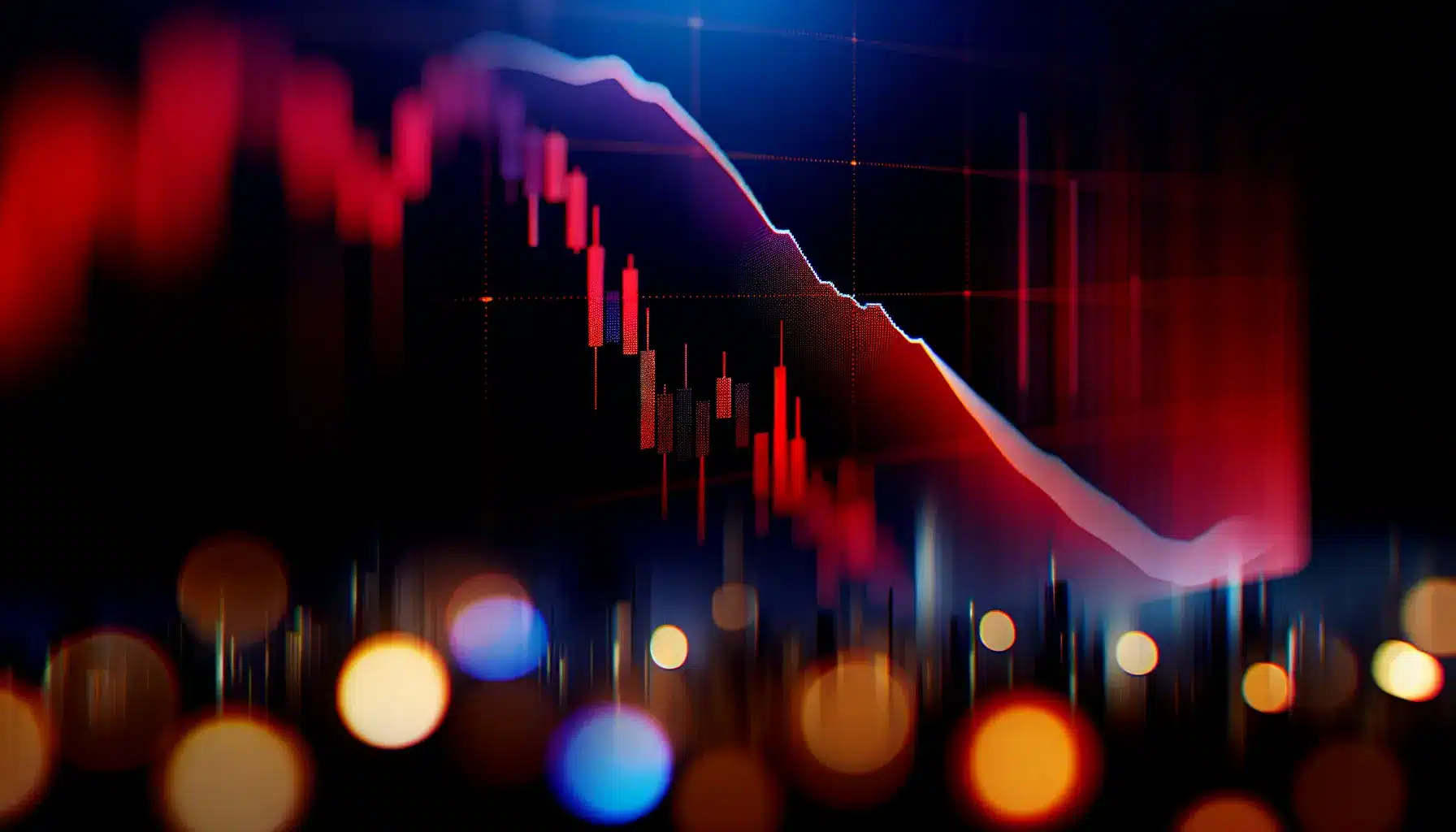 Dramatic red downward trending cryptocurrency chart showing steep market decline