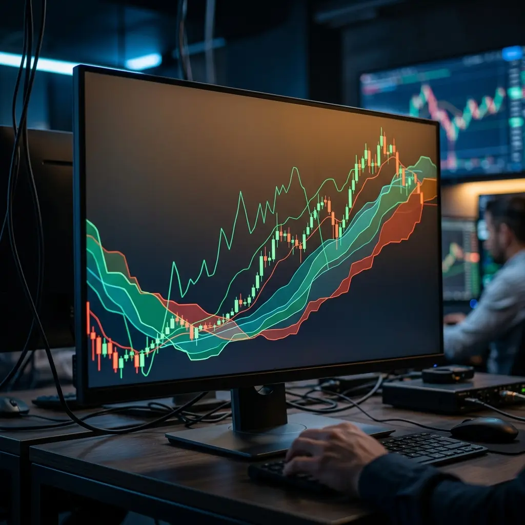 Cryptocurrency trading chart with Ichimoku Cloud technical indicators showing price movement patterns