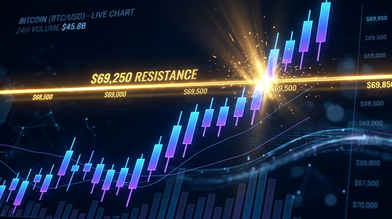 Ethereum price chart showing bullish momentum approaching critical resistance level breakthrough