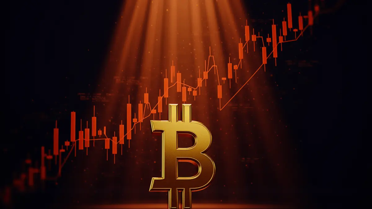 Bitcoin price surge with ascending candlestick charts showing short-squeeze momentum
