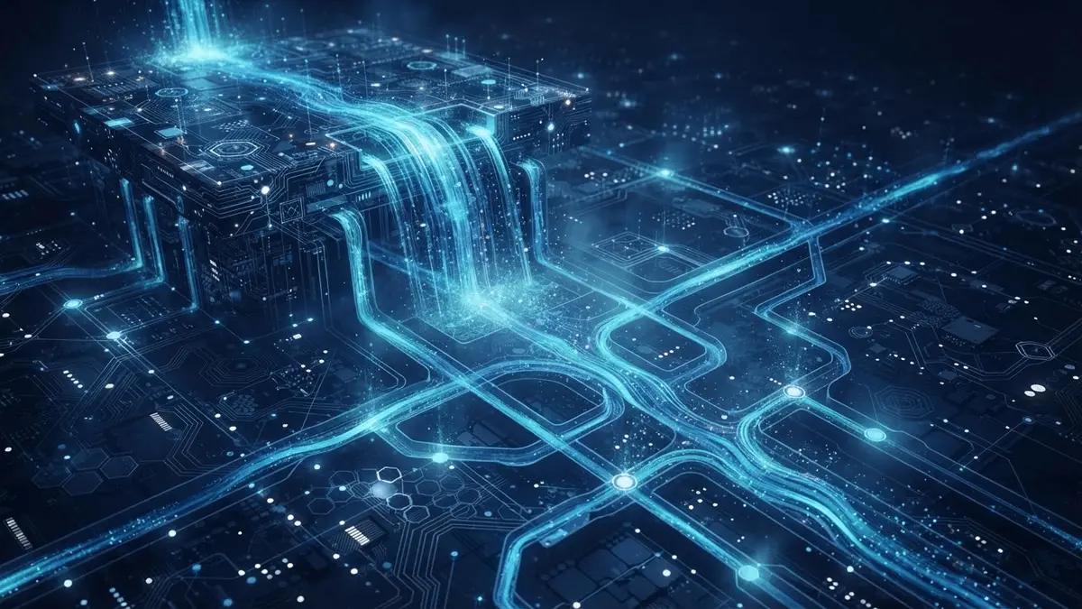 Digital cryptocurrency liquid flowing downward through financial network representing stablecoin outflows