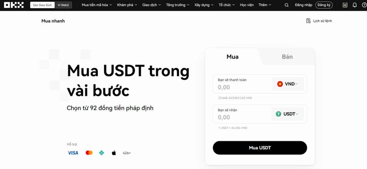 Mua và bán USDT