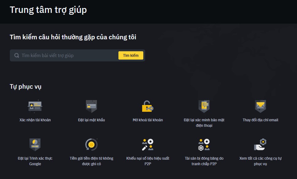 Trung tâm chăm sóc khách hàng của Binance