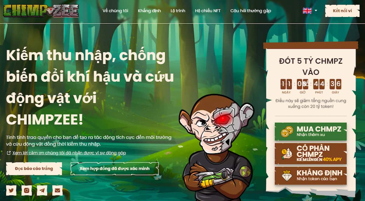 Chimpzee sẽ tiến hành đốt 5 tỷ token CHMPZ khi lợi nhuận staking đạt 40% APY