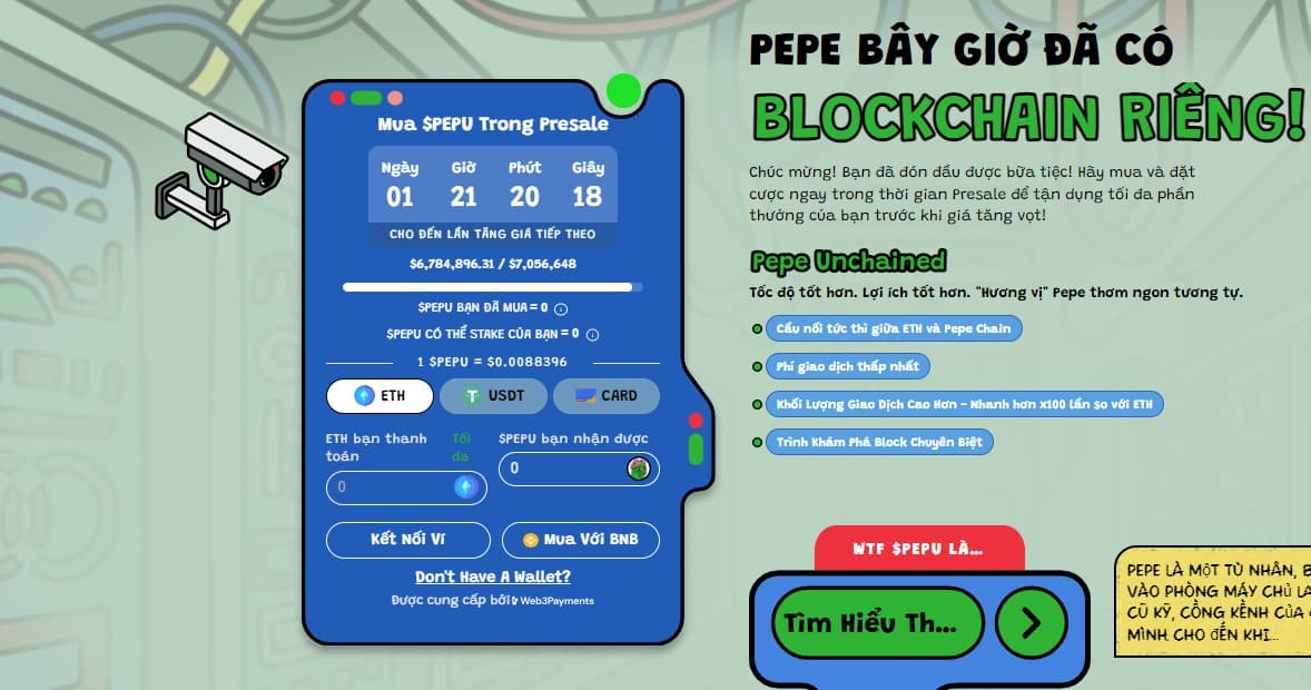 Presale của Pepe Unchained vượt mốc 6,5 triệu USD