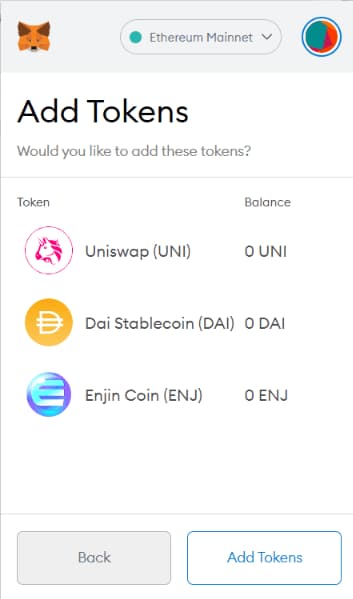 เพิ่มโทเค็นลงใน MetaMask