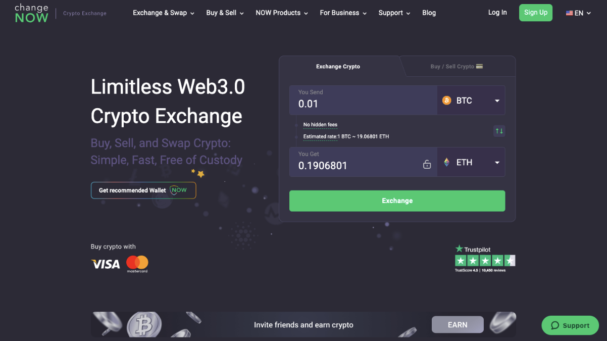 ChangeNOW เว็บเทรดคริปโตที่ไม่ต้องทำ KYC