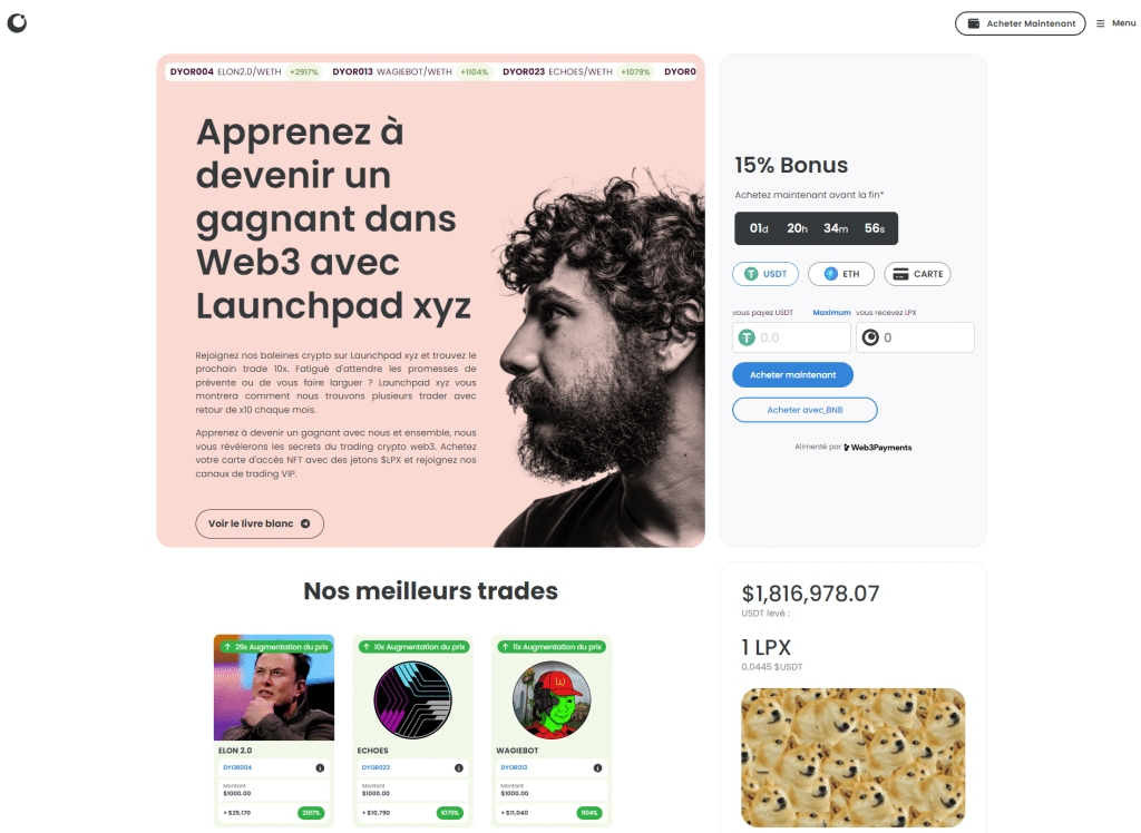 Launchpad xyz meilleure coin lpx