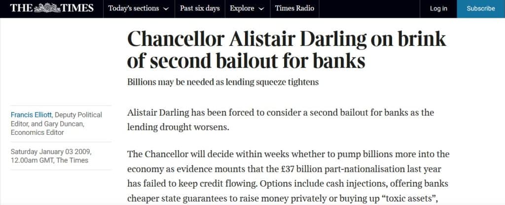 Le chancelier Alistair Darling au bord d'un deuxième plan de sauvetage des banques