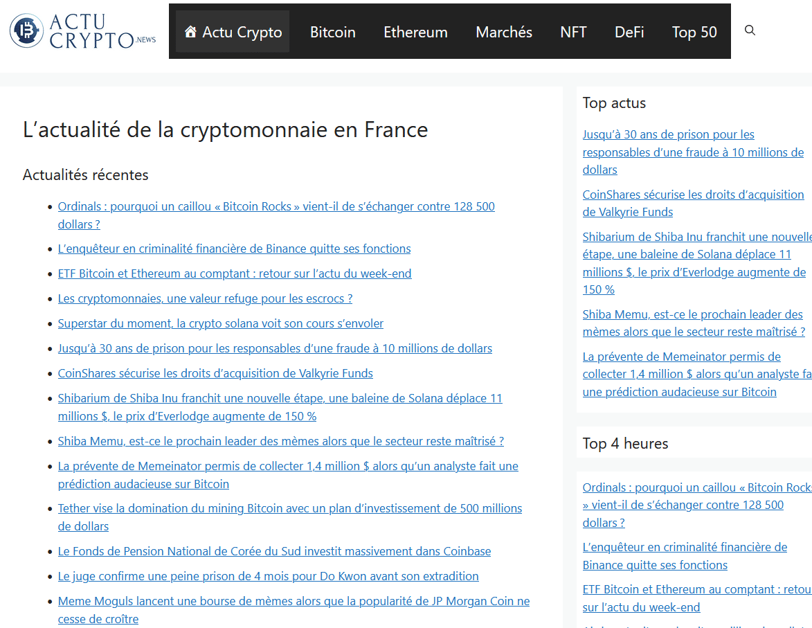 Actu Crypto : un nouvel agrégateur de news crypto