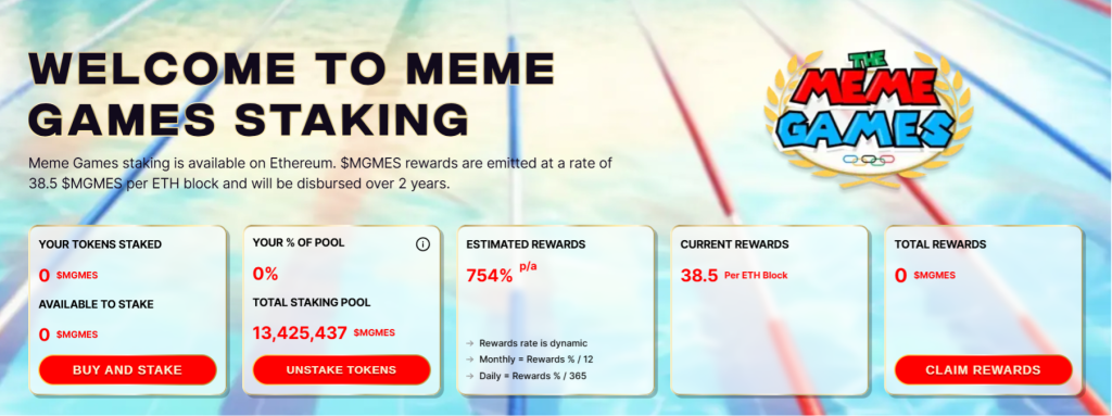 Page de staking The Meme Games