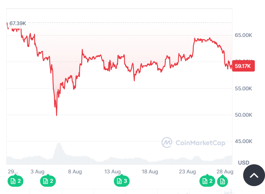 Fluctuations du Bitcoin sur 30 jours