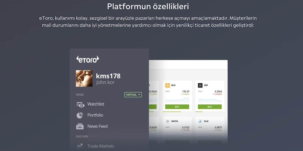 eToro ve Coinbase karşılaştırması en iyi aray&uuml;z etoro