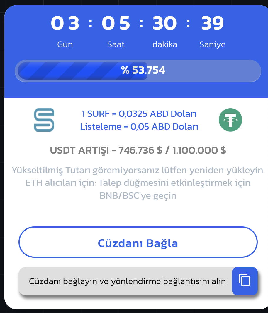 SURF Reward Cüzdan Bağlama