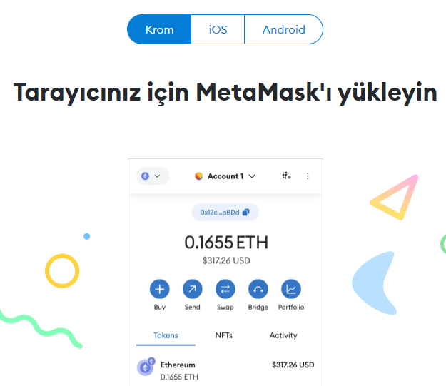 Tarayıcıya MetaMask y&uuml;klemek
