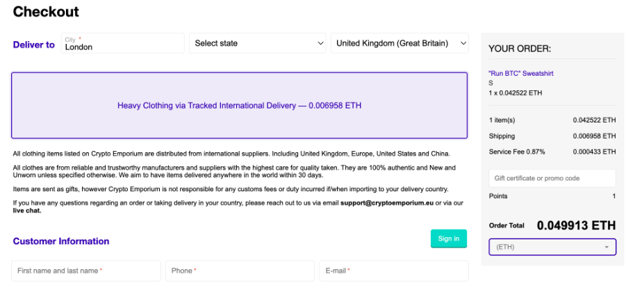 Crypto Emporium Platformu ETH &ouml;deme y&ouml;ntemi