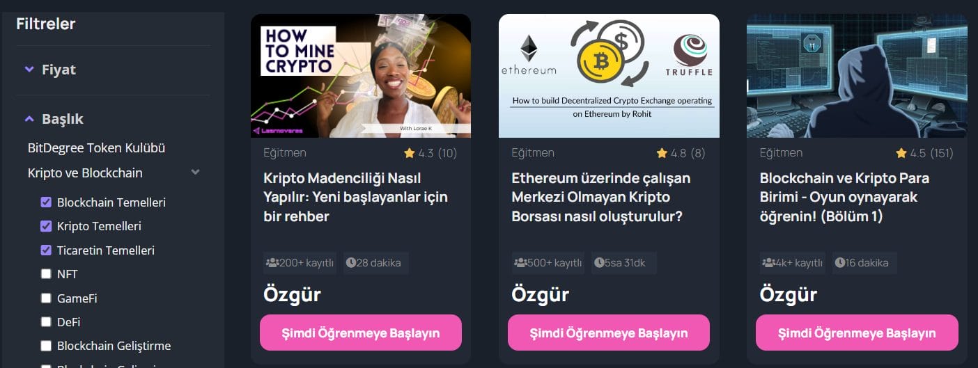 BitDegree &Uuml;cretsiz Eğitim Olanağı