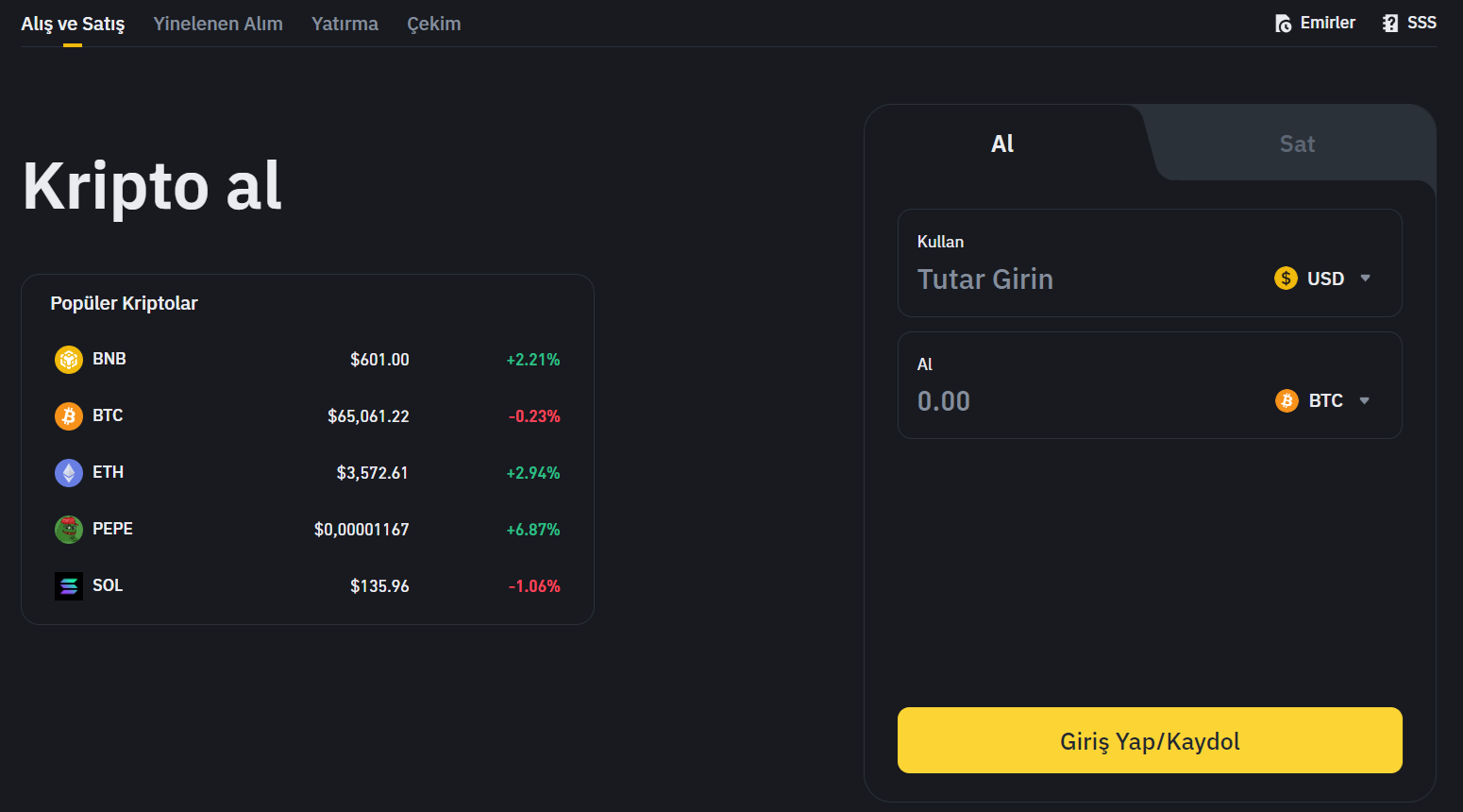 Binance Kripto Satın Alma Adresi
