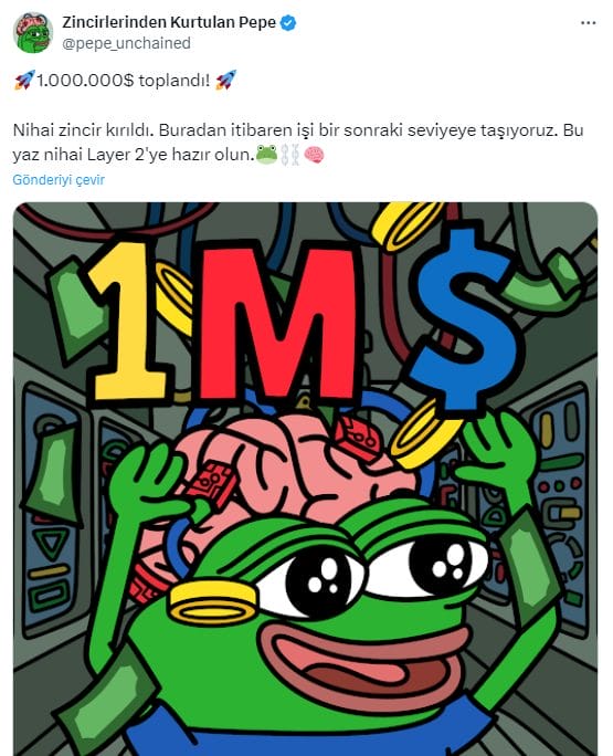 Pepe Unchained, 1 Haftada 1.1 Milyon Dolar Topladı,