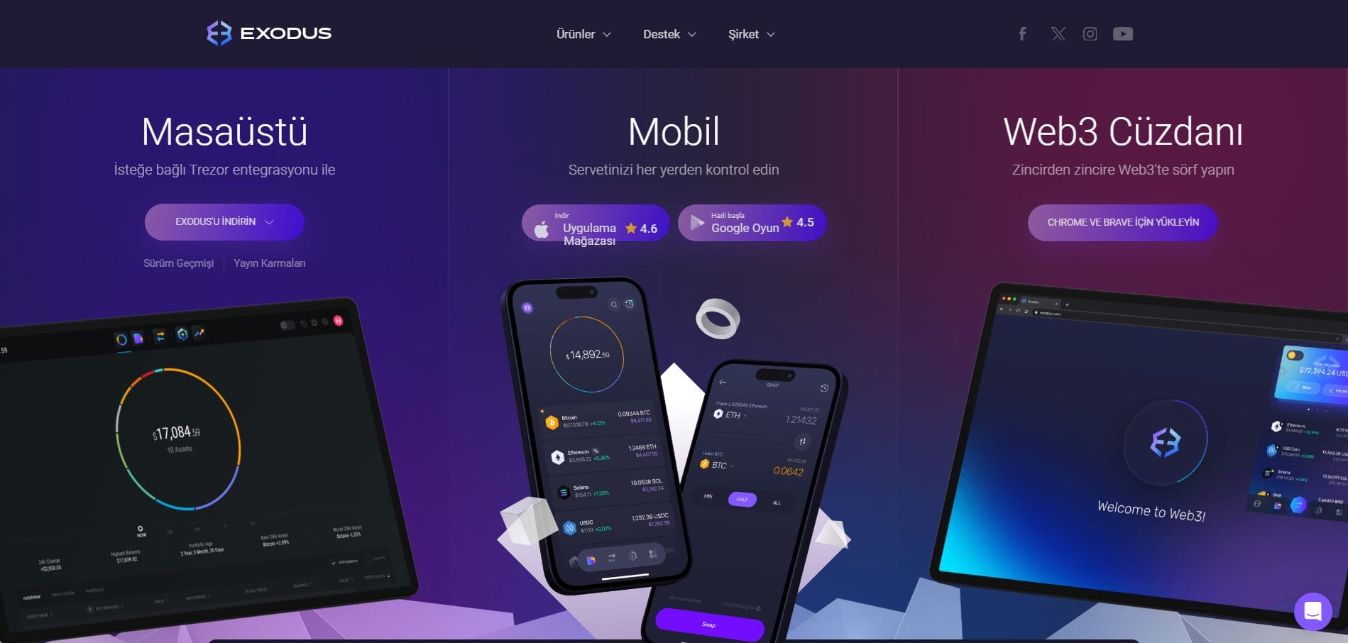 Exodus Wallet, Solana Web3 C&uuml;zdanı