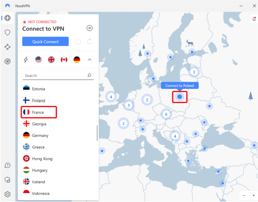 NordVPN ile bir sunucuya bağlanın