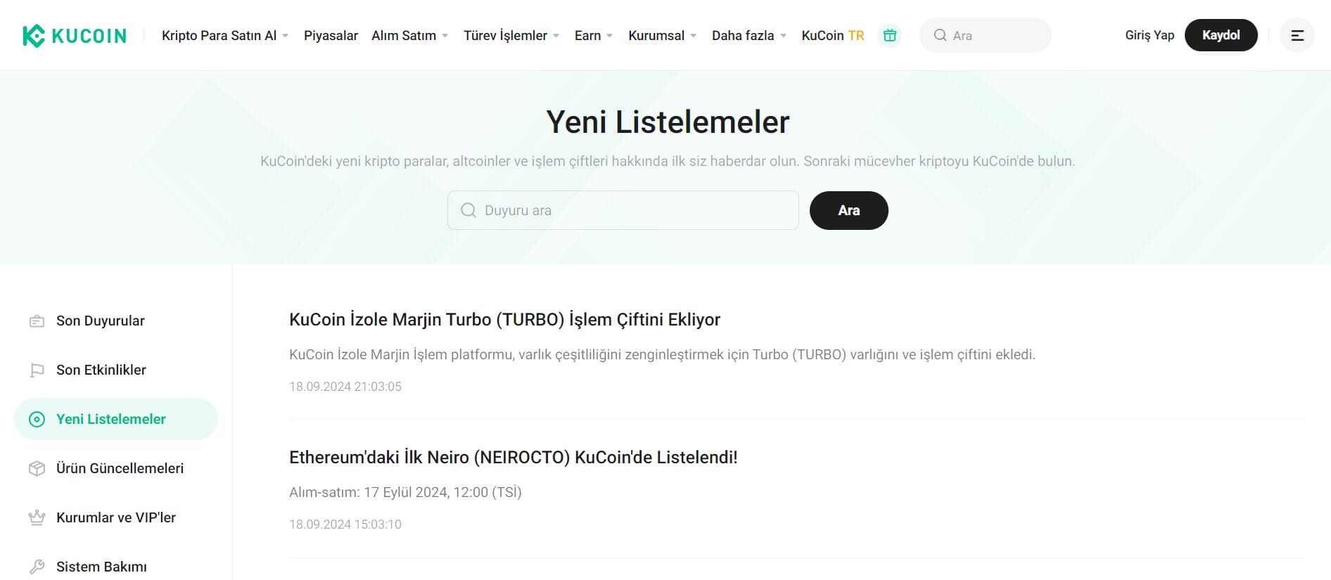 KuCoin'de yeni listelenecek coinler