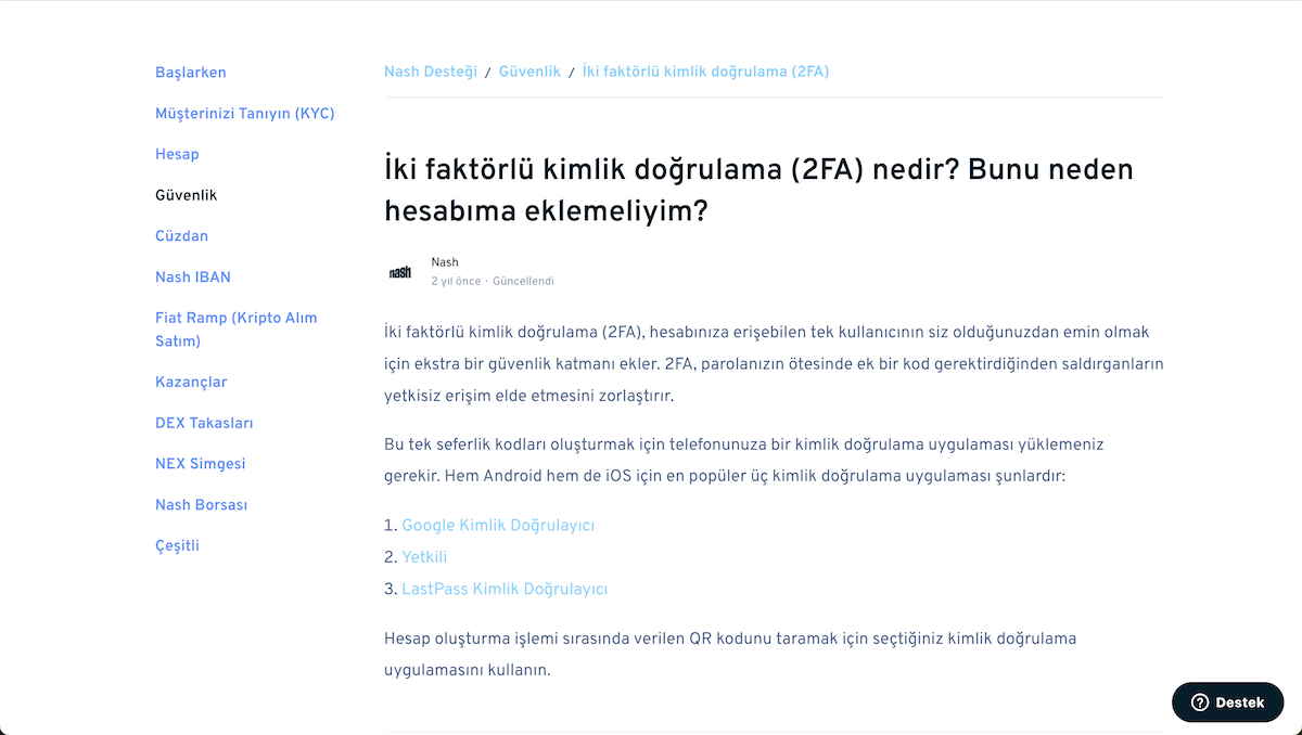 İki faktörlü kimlik doğrulama 2fa