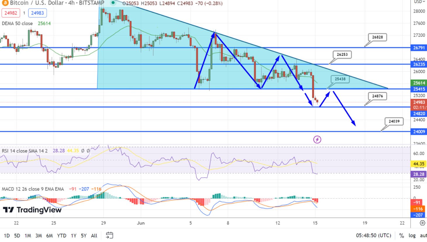 ビットコインの価格予測： 5%以上の大幅下落で懸念が高まる