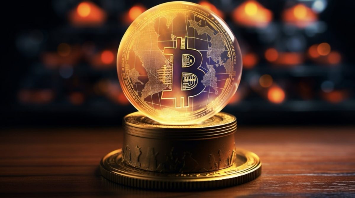 卓台に乗ったビットコイン