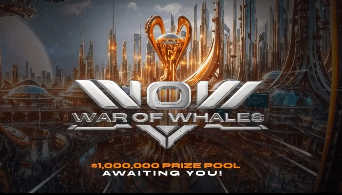 War of Whalesというトレーディングコンペティションの告知画像。