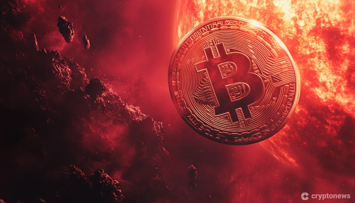 赤い宇宙の背景とビットコイン