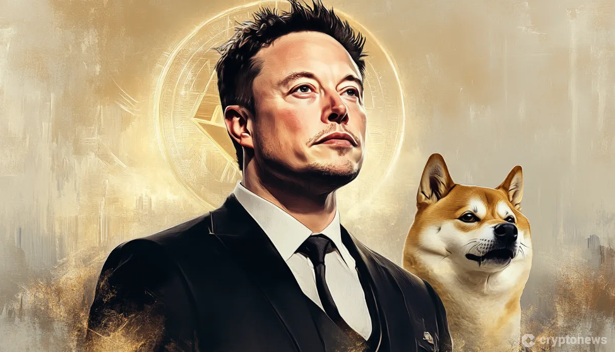 イーロン・マスク氏とドージコイン(DOGE)のイメージ。