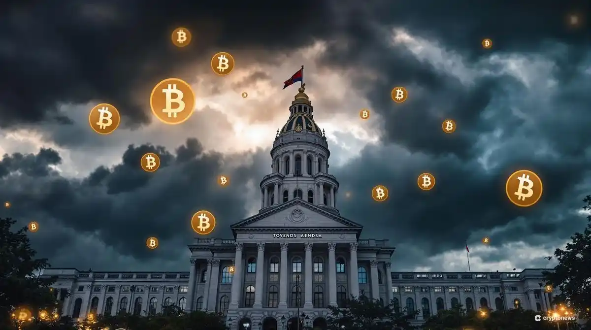 アルゼンチン議会議事堂と仮想通貨のシンボル